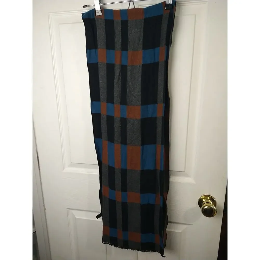 Melifluos Men's Scarf Blue Black Grey Brown Colorblock Reversible